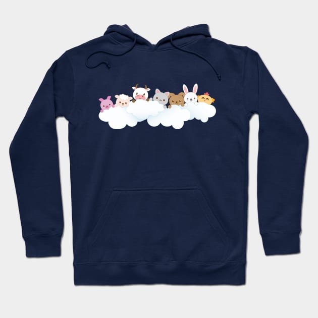 Baby Animals Chilling on a Cloud Hoodie by Zennic Designs